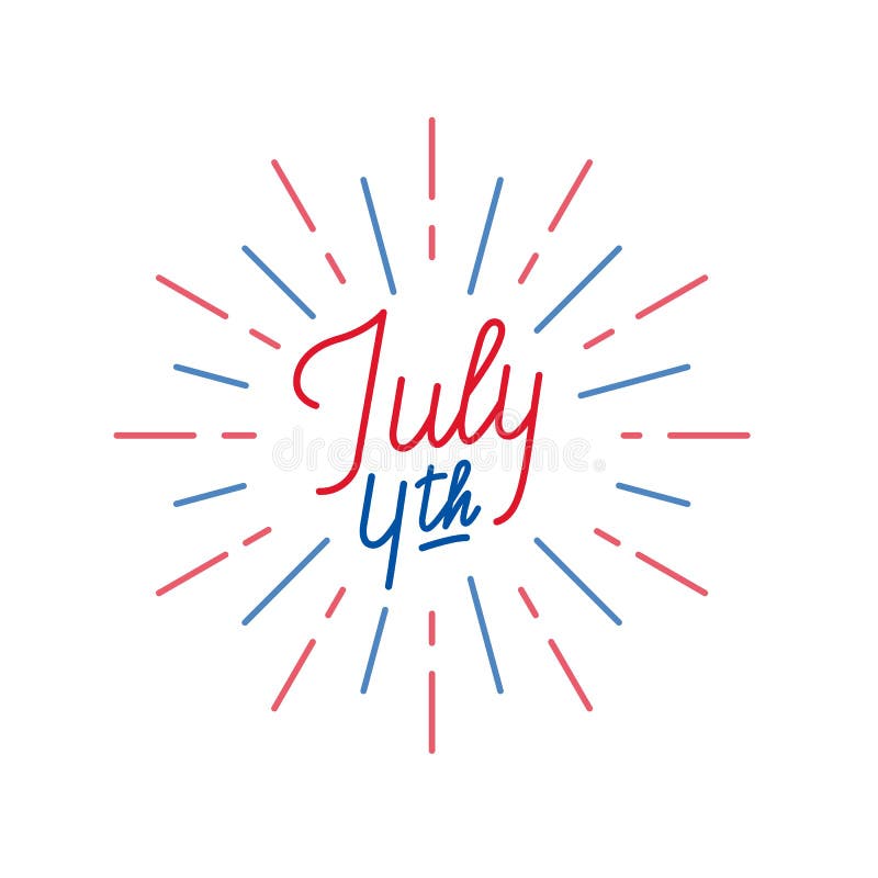 Juli 4th Bokstäverlogo för USA självständighetsdagenberöm royaltyfri illustrationer Juli 4th Bokstäverlogo för USA självständighetsdagenberöm royaltyfri illustrationer