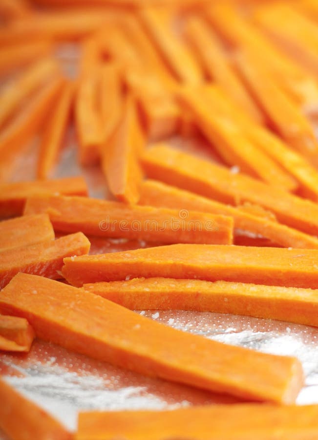 Julienne Sweet Potatoes stock photo. Image of oven, foil 19851240