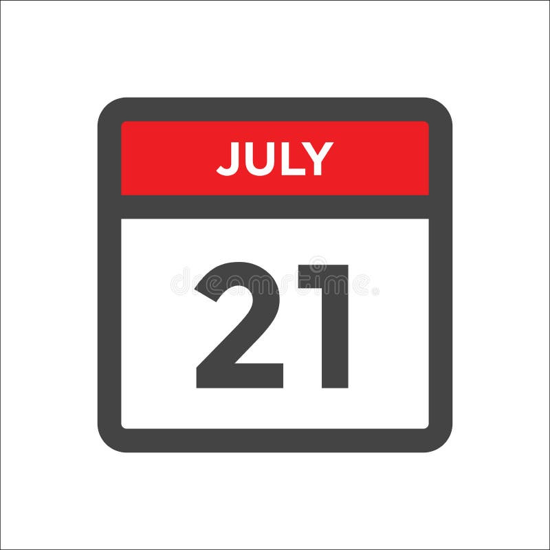 July 21 Calendar Icon with Day of Month Stock Vector - Illustration of