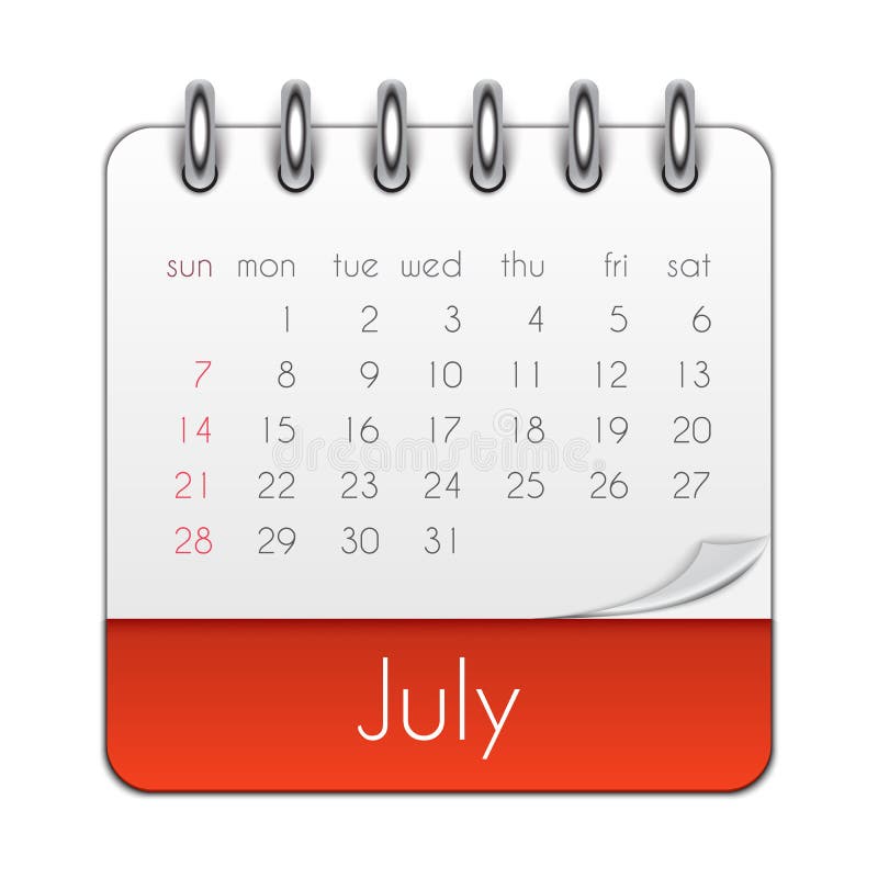 July 2019 Calendar Leaf Template Vector Illustration stock illustration July 2019 Calendar Leaf Template Vector Illustration stock illustration