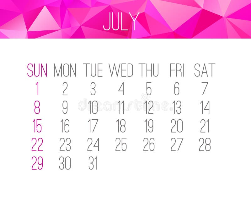 July 2018 calendar stock vector. Illustration of date 118446999