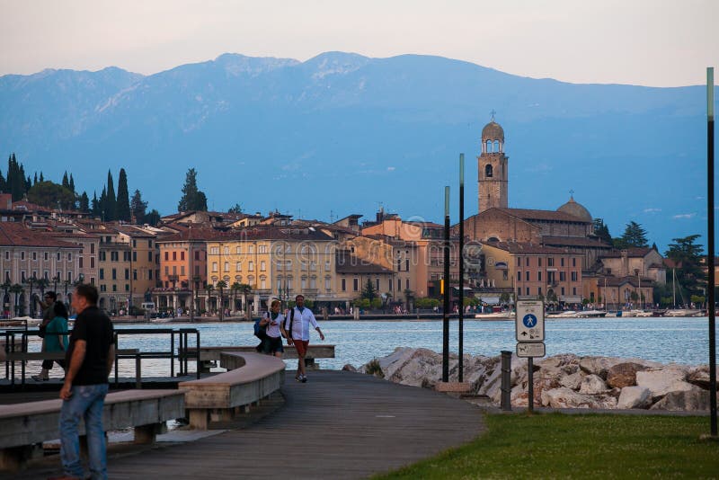 July 7, 2013. Italy. The city of Salo on the shores of Lake Lago di Garda in summer, the Lombardy region royalty free stock photo July 7, 2013. Italy. The city of Salo on the shores of Lake Lago di Garda in summer, the Lombardy region royalty free stock photo