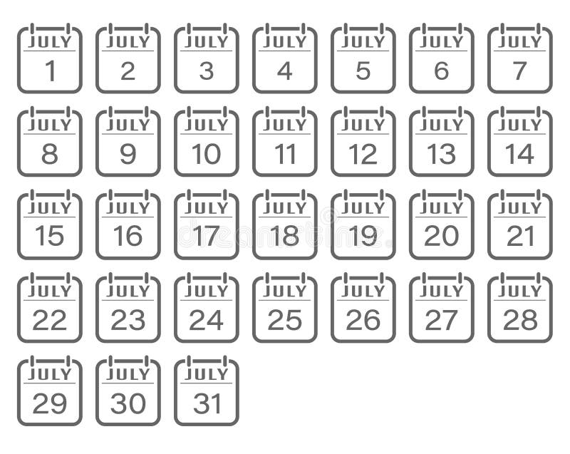 July is a month with numbers a set of calendar sheets for a website