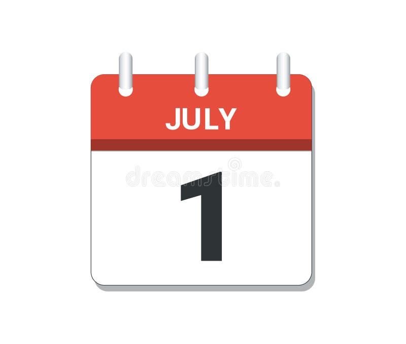 July 1st Calendar Icon Vector. Concept of Schedule, Business and Tasks