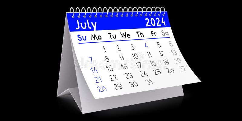 July 4, 2024 Date on the Flip Clock Calendar, 3d Rendering Stock