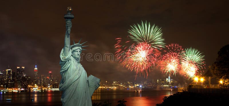 The July 4th firework over Hudson River in New York City