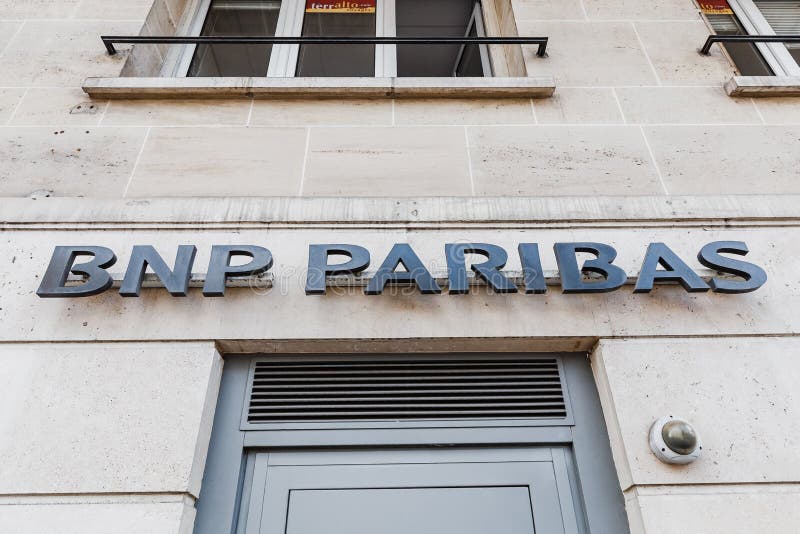 The Entrance To BNP Paribas International Bank Branch in an Very Old ...