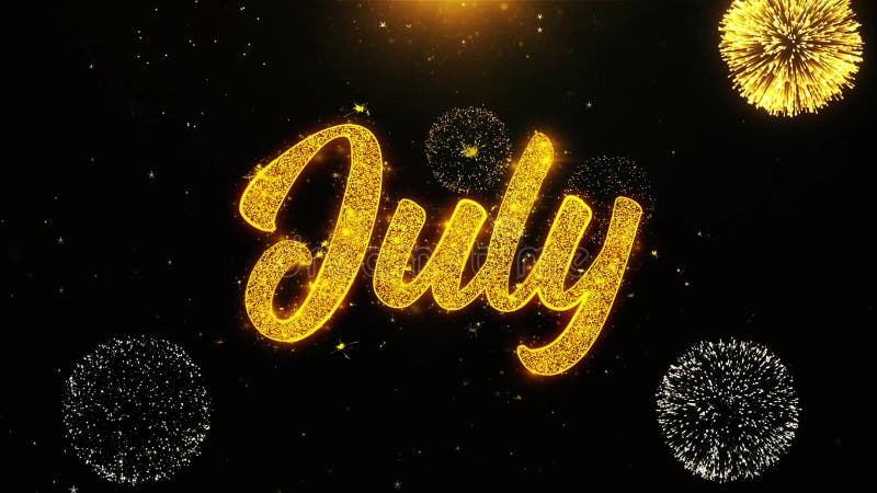 July Wishes Greetings card, Invitation, Celebration Firework Looped royalty free illustration