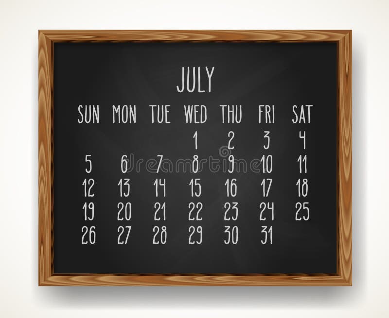 Chalkboard Monthly Calendar Stock Vector Illustration of board