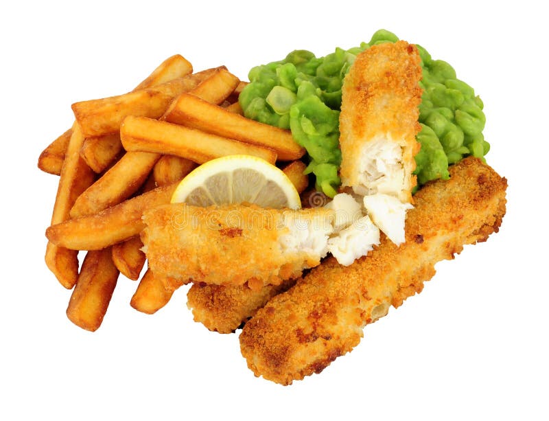 Jumbo Cod Fish Fingers and Chips Meal Stock Photo - Image of jumbo, lemon:  190011846