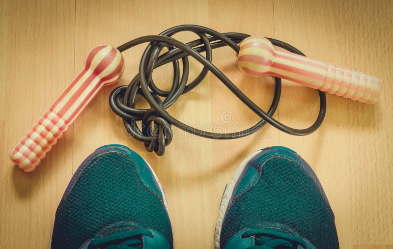 Jump rope and sneakers stock photo. Image of sports, color 78049912