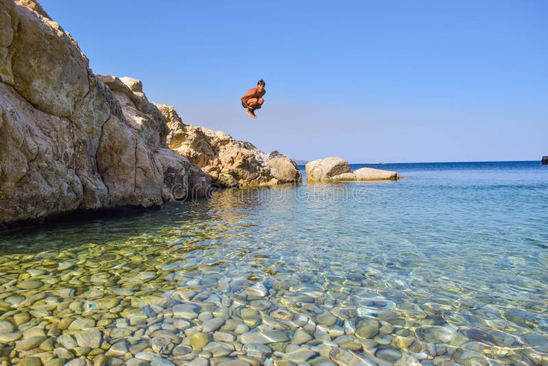 Jump into the sea. stock image. Image of nature, europe - 116620901