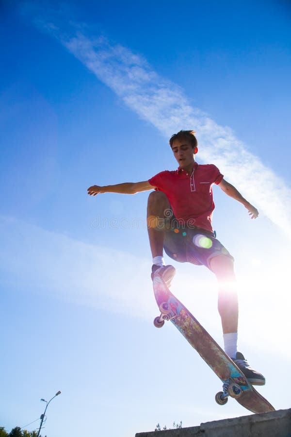 Jump on skateboard stock photo. Image of blue, adrenaline 31731056