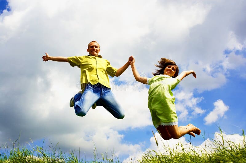 Jump of two people