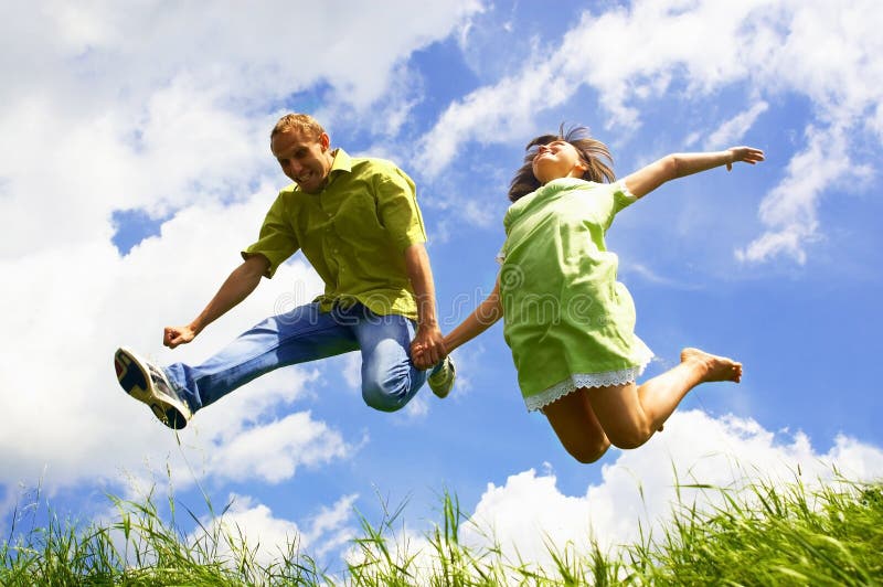 Jump of two people