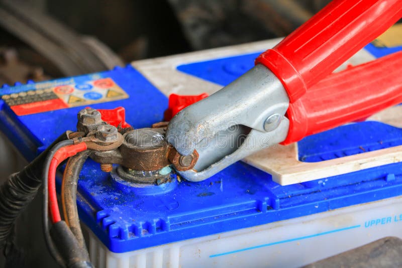 Jumper Cable, Car Battery with Red and Black Stock Photo Image of