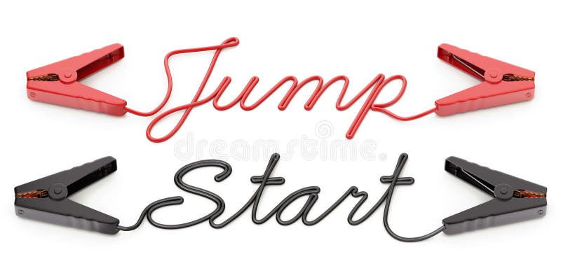 Jumper cables with text shape vector illustration