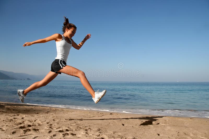 Jumping on the beach