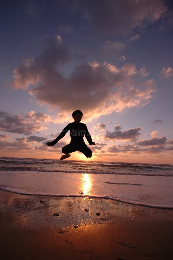 Jumping on the beach