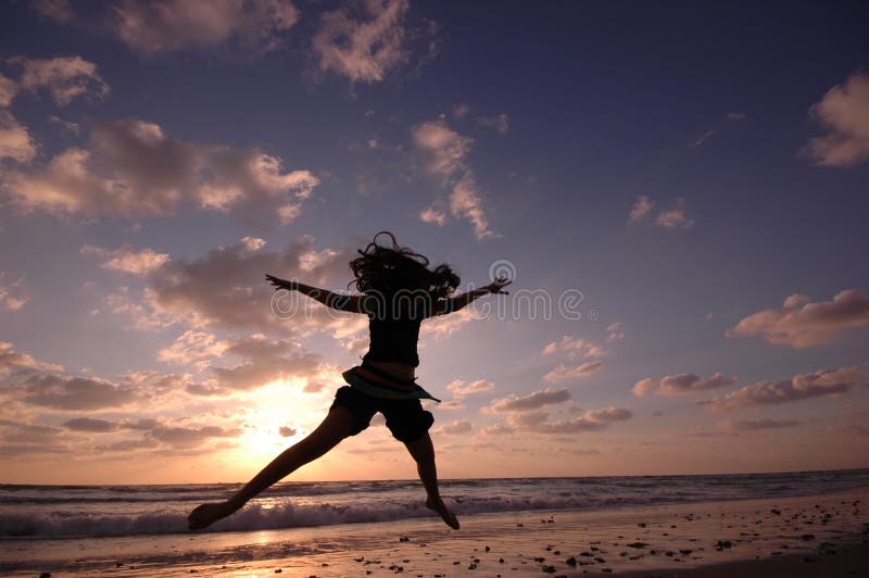 Jumping on the beach