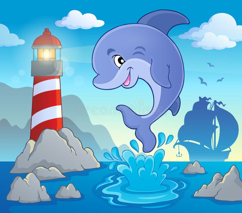 Jumping dolphin theme image 2 vector illustration