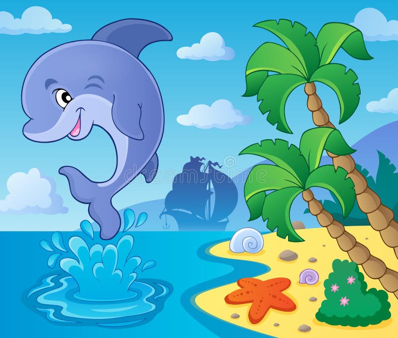 Jumping dolphin theme image 4 vector illustration