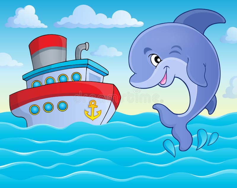 Jumping dolphin theme image 5 royalty free illustration