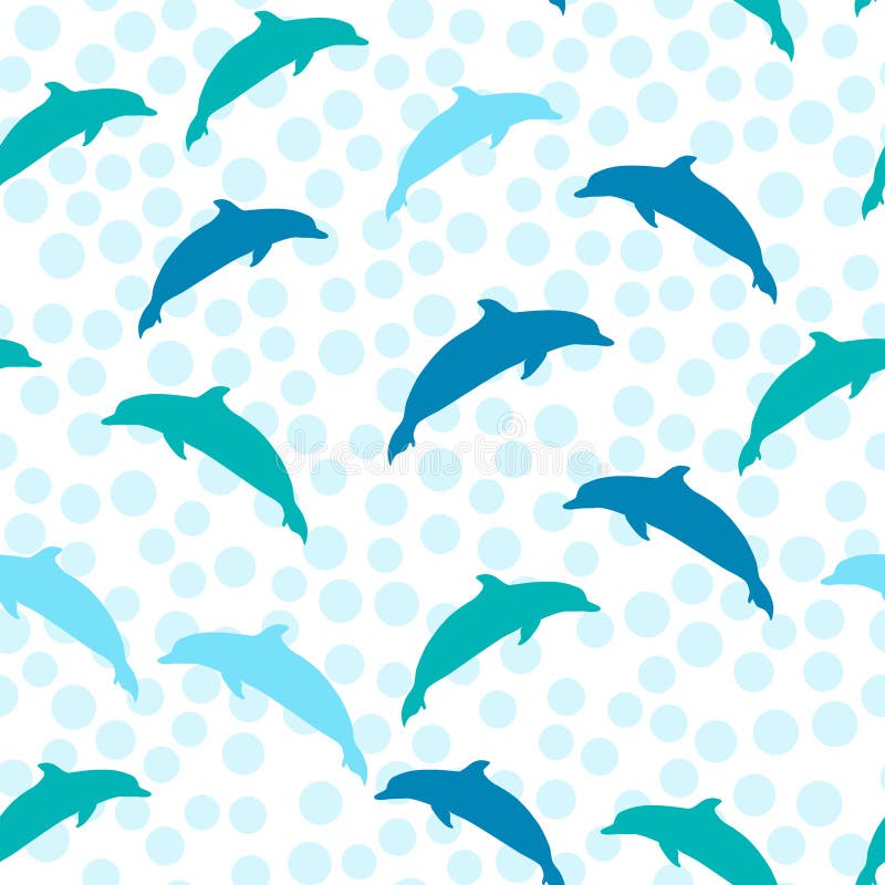 Jumping Dolphins, Vector Seamless Summer Pattern with Sea Animals. Marine Style for Print Stock Vector - Illustration of silhouette, simple: 89342810 Jumping Dolphins, Vector Seamless Summer Pattern with Sea Animals. Marine Style for Print Stock Vector - Illustration of silhouette, simple: 89342810