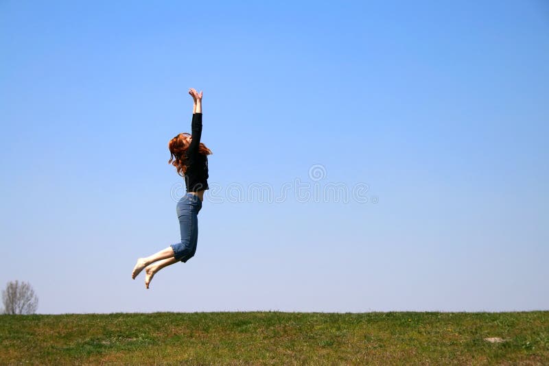 The jumping girl stock photo. Image of freedom, enjoyment - 9620398