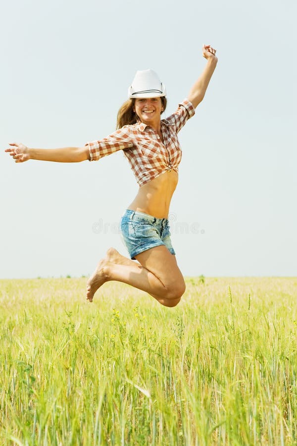 Jumping girl stock image. Image of chaplet, leisure, jump 10779279