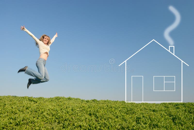 The jumping girl near the dream house