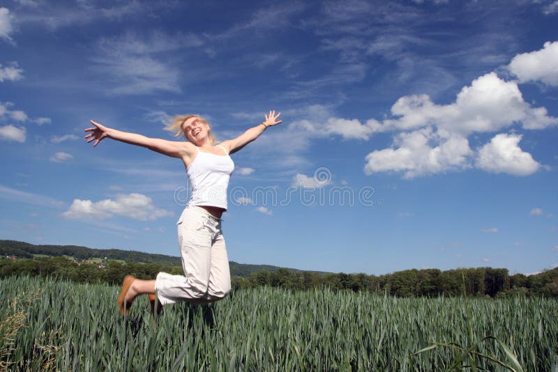 Jumping happy girl