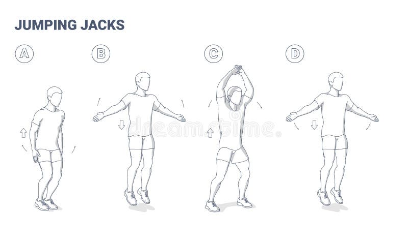 Man doing jumping jacks home workout exercise Vector Image