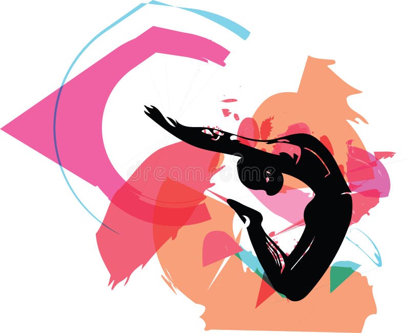 Jumping man, abstract lines drawing stock illustration