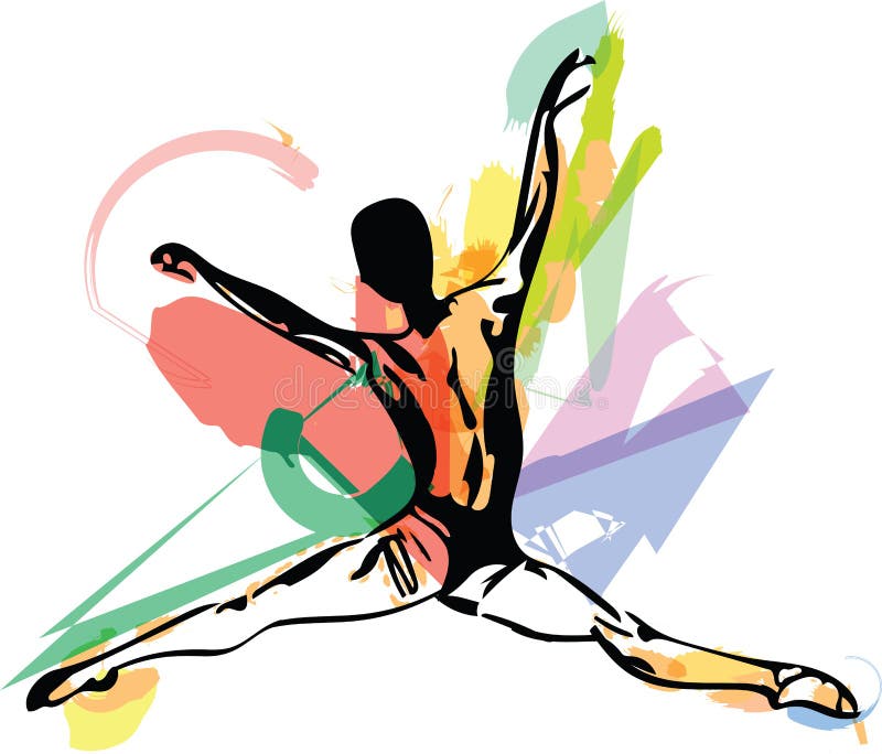 Jumping man, abstract lines drawing stock illustration