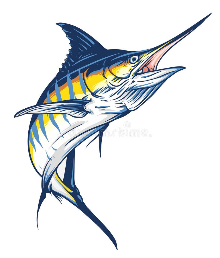 Jumping Marlin stock vector. Illustration of layered - 70635977