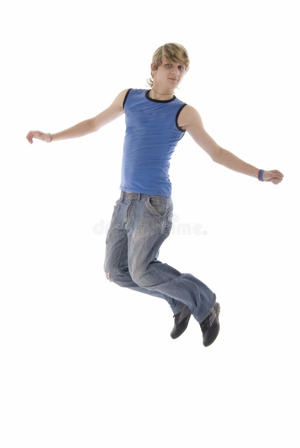 Jumping Modern Man royalty free stock photo
