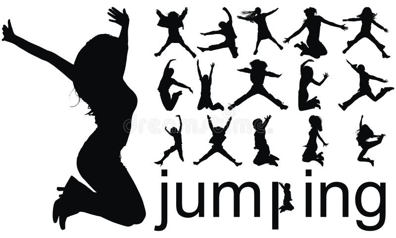 Jumping people silhouettes