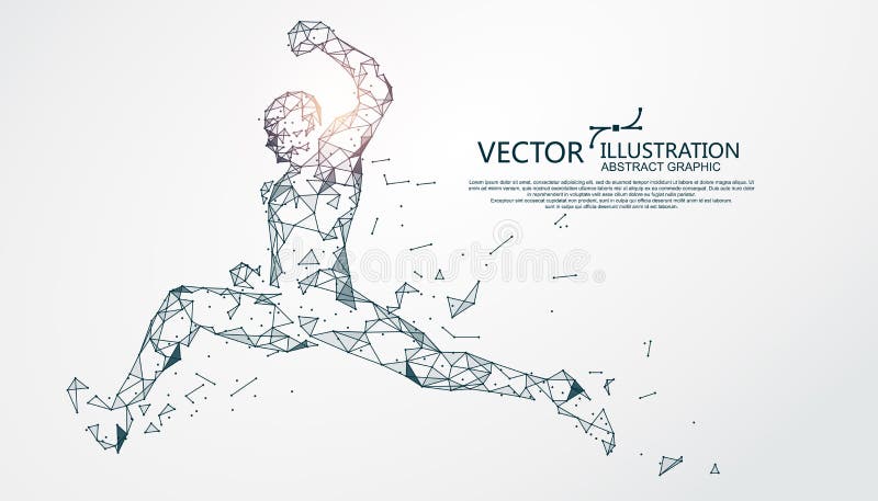 Jumping person, point and line composition, vector illustration