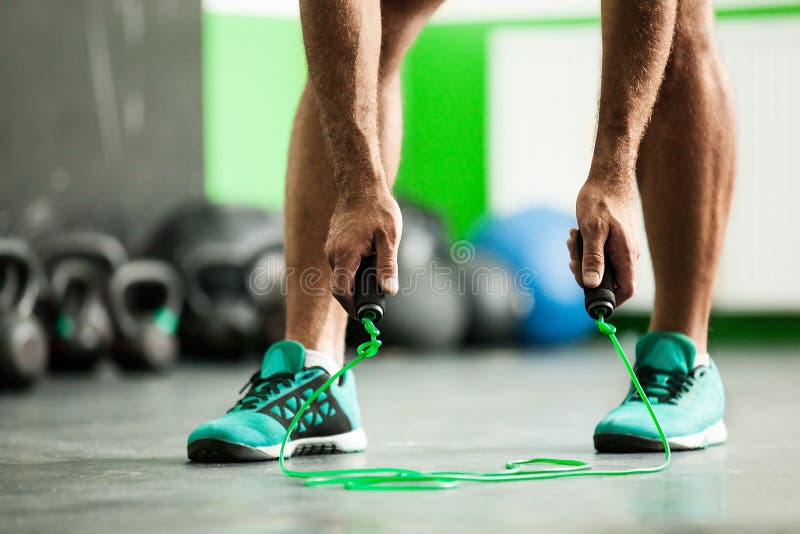 Group of a Man and Woman Workout with Jumping Rope Stock Photo - Image ...