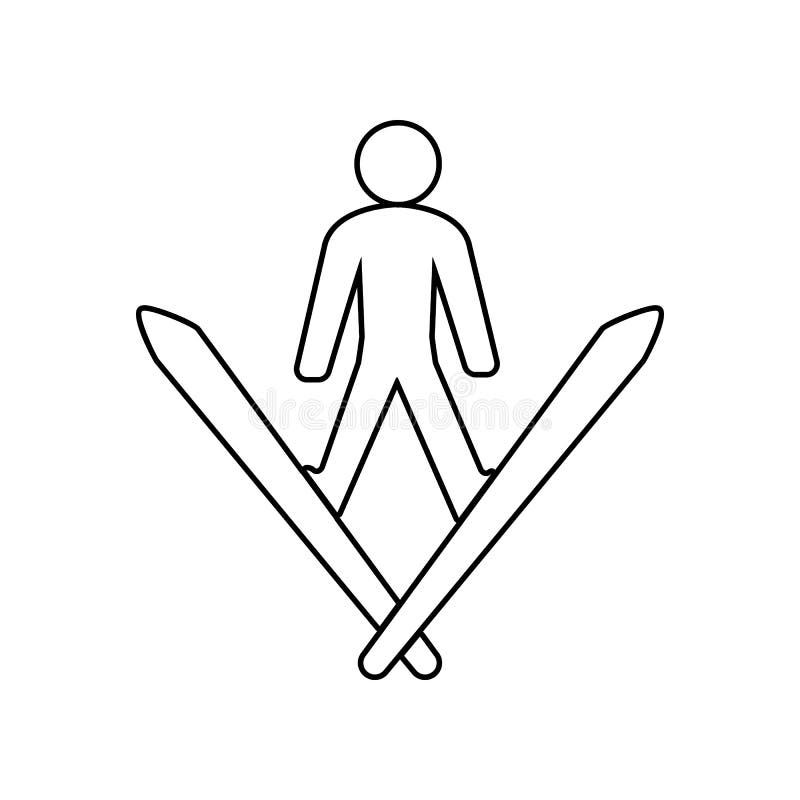 Outline Skier Skiing Vector Icon. Isolated Black Simple Line Element ...
