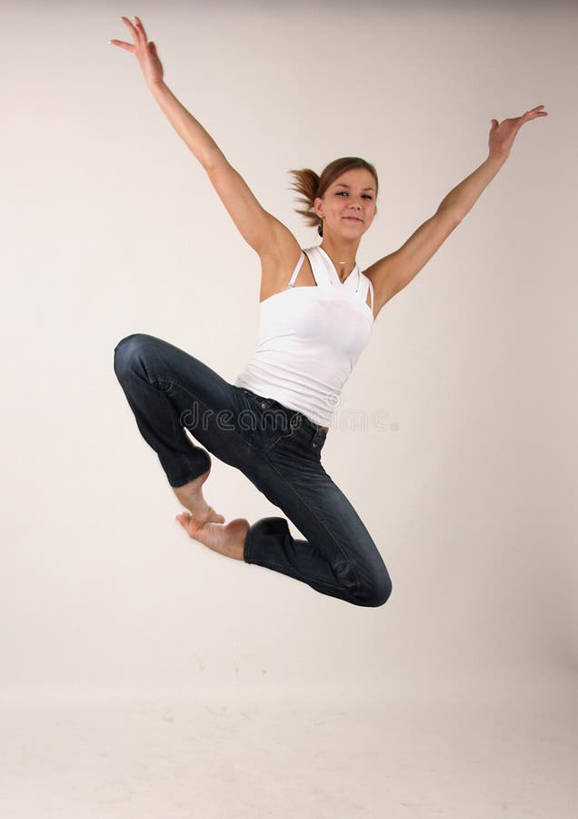 Jumping young woman
