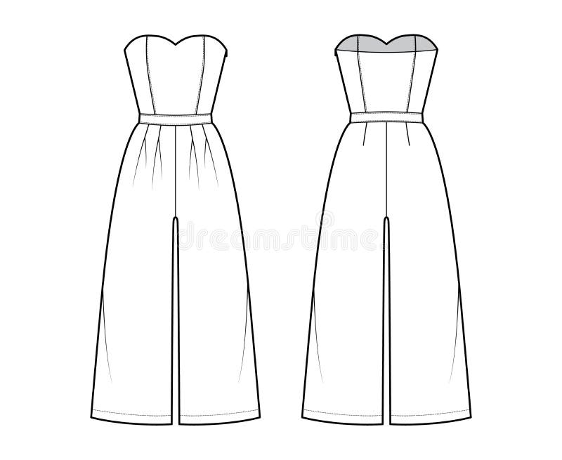 Jumpsuits Culotte Overall Technical Fashion Illustration with Ankle ...