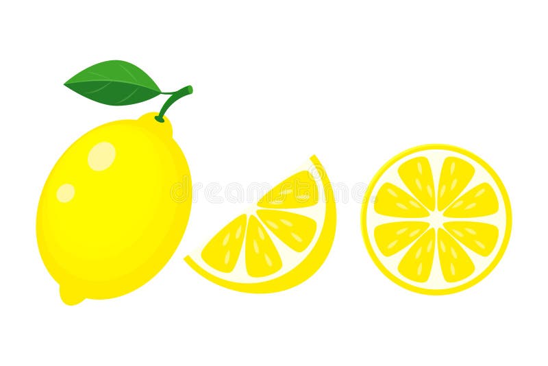 Jumătate întreagă colorată și lămâie feliată cu frunze verzi. vector III vector illustration