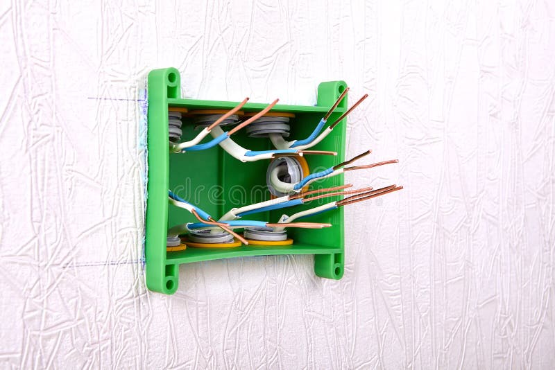 Junction Box with Wires for Repairing Electrics in House or Office