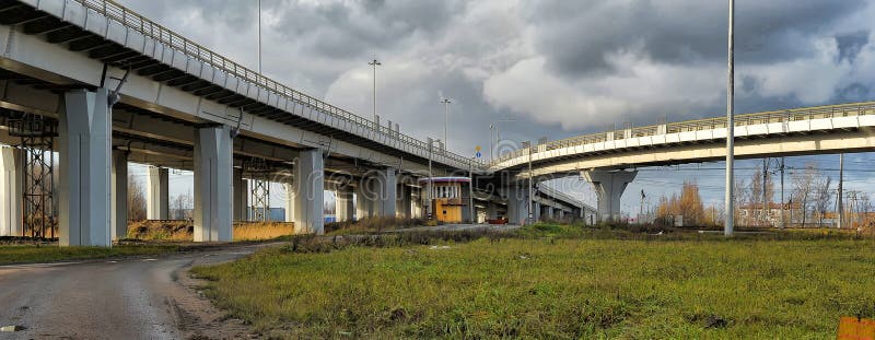 Junction of highways stock photo