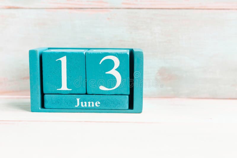 June 13. Blue Cube Calendar with Month Date Stock Photo - Image of note,  season: 214926600