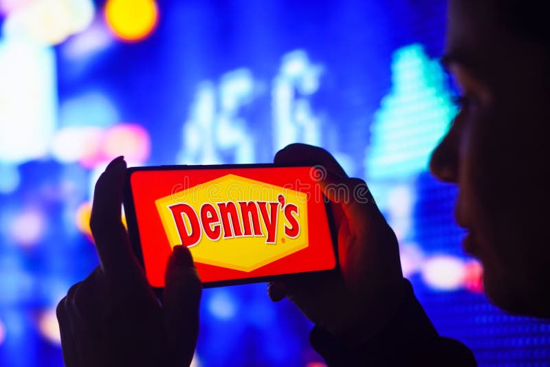 Denny s logo on wall editorial stock photo. Image of stone - 217528143