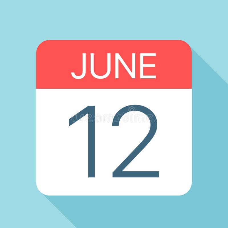 June 12 Calendar Icon Vector Illustration Of One Day Of Month Stock