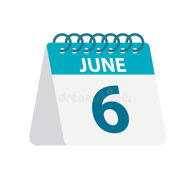 June 6 Calendar Icon Vector Illustration Of One Day Of Month